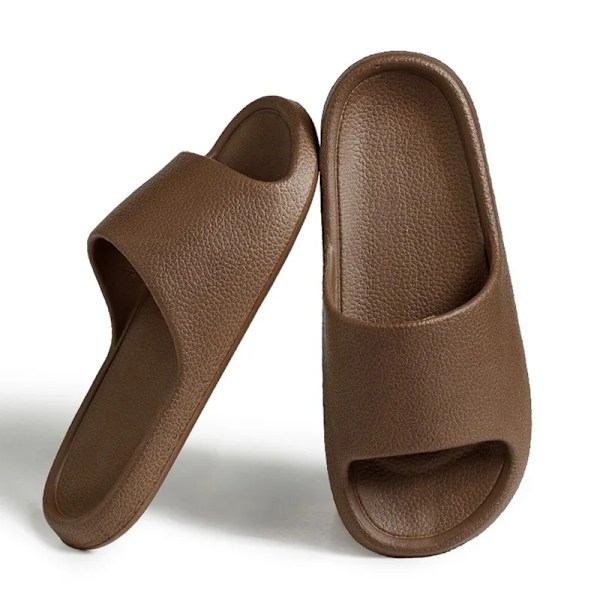 Mænd Sandaler Flip Flops Kvinder Tøfler Solid Farve Enkel Icke-Slipp Super Bløde Slides Brusebad Tøfler Til Mænd Udendørs Cot Uple Sko A-Brown 38-39