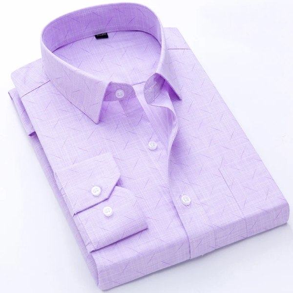 Ny bomull, högkvalitativ lyxig original långärmad för män Sociala formella Eleganta skjortor för män Randiga casual 5 42