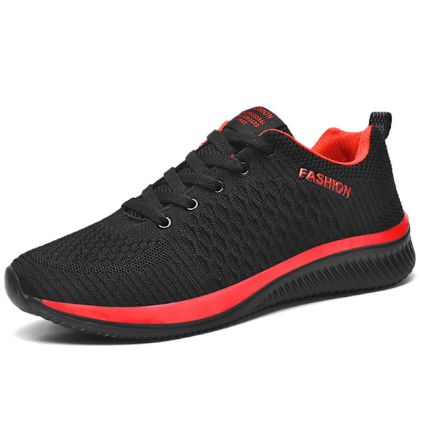 Män Löpare Skor 2024 Bekväma Sport Skor Män Trend Lättvikt Walking Skor Män Sneakers Andas Zapatillas Black Red 45