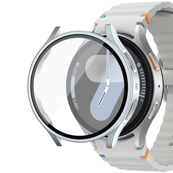 Skärmskyddsfodral För Samsung Galaxy Watch 7 6 5 4 40Mm 44Mm Matt Hård Pc Fall Härdat Glas Skyddsöverdrag Stötare Silver Galaxy Watch6 40mm