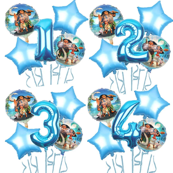 Moana Temafest Set Vaiana Oceania Tallrik Banner Tårta Topper Tallrik Barn Födelsedagsfest Dekoration Ballonger Flickor Favor 10pcs 9in Plate