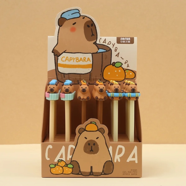 3 st/lot 0,5 mm Kawaii Capybara Gel-pennor Signaturpenna Skola kontorsskrivmaterial Presentpapper Art Deco-pennor black