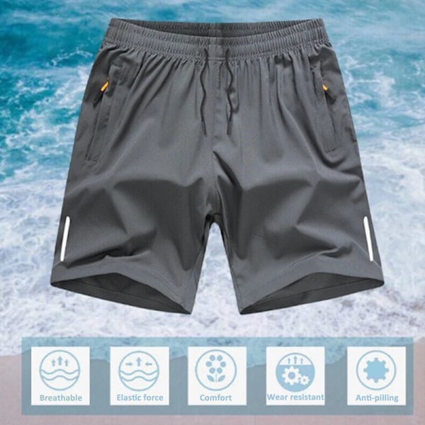 Cool Shorts Andas Cool Bekväm Silk Running Sport 5 Tommer Mænd Loose-Fit Sommer Gym Lettevægts Basket Sle Ep GRAY 7XL