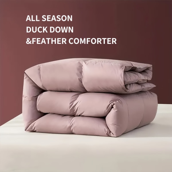 1 st All Season Quilted Ultra Mjuk andas Dun Alternativ, Box Stitch Täcken med hörnflikar Lyx hotellstil, Maskintvättbar Pink 229cm*229cm