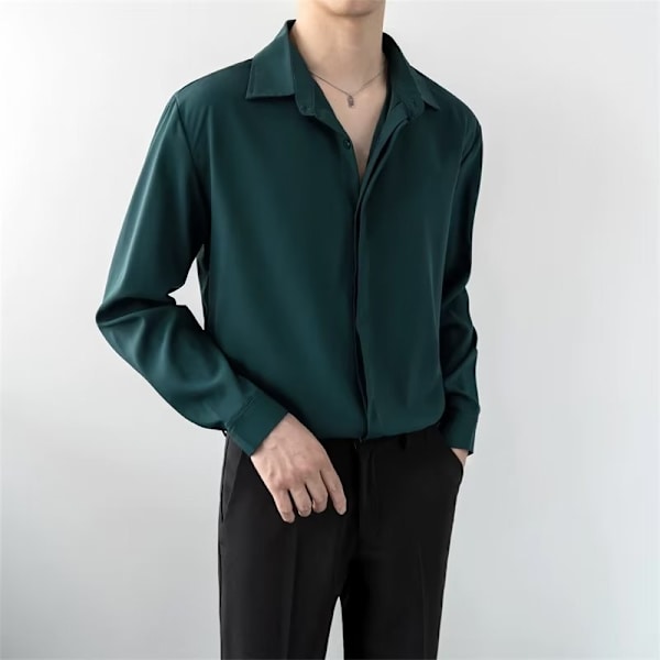 Korean Style Valkoinen Paita Miehille 2023 Kevät Ja Syksy Pitkähihainen Pusero Rentouttava Tuntuma Löysä Toppi Vaatteet Miehille Kevät Uusi Saapuminen Bean Green M