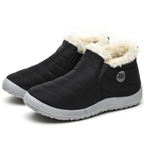 Herrskor Vinterstövlar Varma Päls Ankle Boots Vattentäta Snöskor Par Vinter Casual Sneakers Lätta Booties Män Black 43(EU41.5)