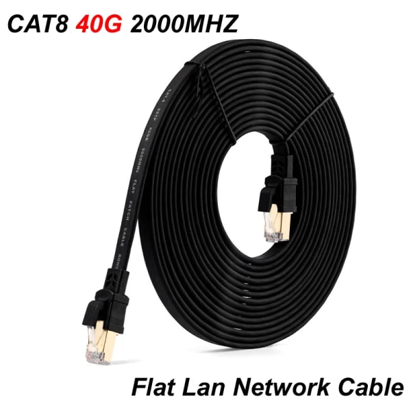 Kabel Ethernet Cat8, 40Gbps, 2000MHz, Rj45, 20/15/10/3/2m, via router och ordinarie bärbar 10M Black