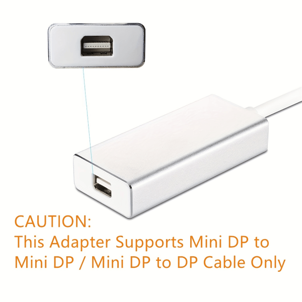 USB-C till mini DP-adapter USB typ C (Thunderbolt 3-kompatibel) (Stöder endast mini DP till mini DP-kabel/mini DP till DP-kabel) Silvery