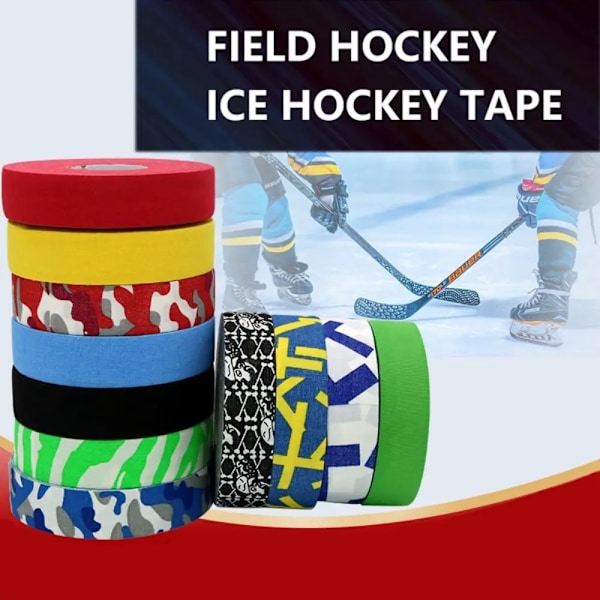 2,5 cm * 25 m Ishockeygrepptejp Multifunktionell Halkskyddande Färgad Atletisk Sporttejp Polyester Slitstark Ishockeyklubba Tejp 03