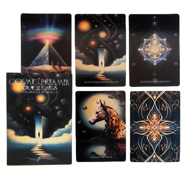 Cosmic Dreamer Oracle Cards, 48-korts bärbara spådomskort med spådomsspel med elektronisk guidebok 1pc