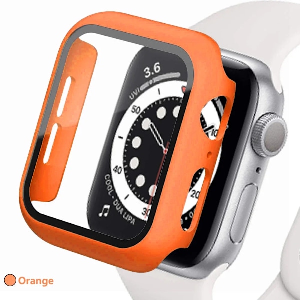 Härdat Glas Låda För Apple Watch Series 8 7 44Mm 45Mm 41Mm 40Mm 42 Iwatch 6 Se 5 4 3 Skärmskydd. Tillbehör Till Apple-Klocka Orange 42MM