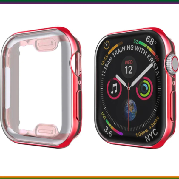 Cover watch för Apple Watch Series 8 7 6 5 case 3 2 SE Silikon genomskinligt case Skärmskydd iWatch 38 40 41MM 42 44 45MM Red 5 40mm series 654 Se