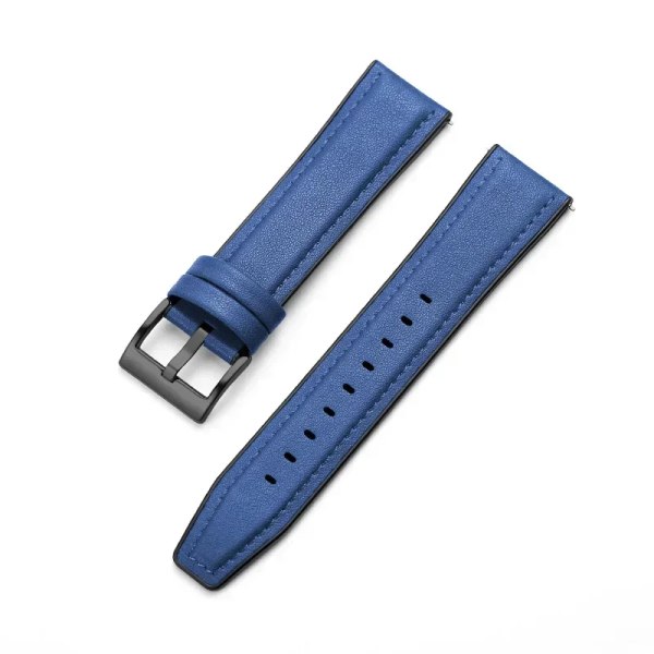 20mm 22mm läder- och silikonhybridrem för Samsung Galaxy Watch4 6 Classic 47mm 46mm/Galaxy Watch6 40mm 44mm bandarmband Blue-Black 20mm