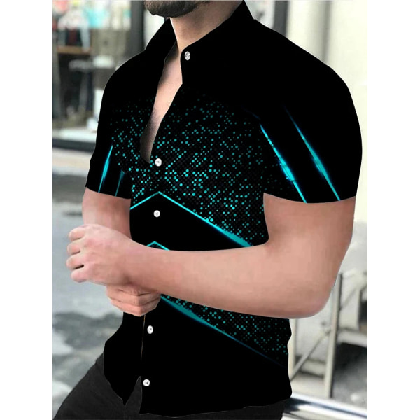 Lyxskjorta 3d- printed skjortor med knappar Herrmode Oversized blus Lapel Shirt Strand Camisas Bussiness Casual Herrkläder CST121gb1 S