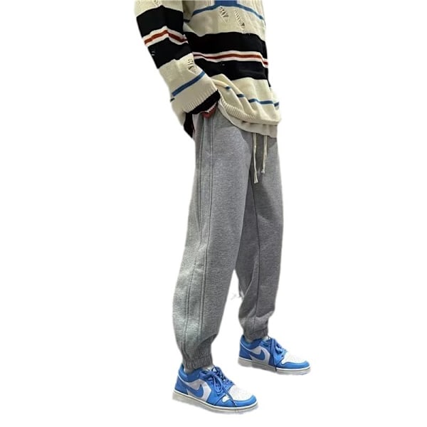 Talvi Velvet Sweatpants Miesten Korealainen-Tyyli Trendikäs Loose Tappered All-Matching Opiskelija Bred Ben Casual Track Uudet Housut Grey M