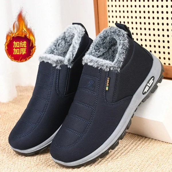 Vinter Snöskor Herr Casual Slip-on Ankelstövlar Varma Päls Bekväma Sneakers Halksäkra Botas Herrskor Zapatos Hombre2024 Female MX06 Black 43