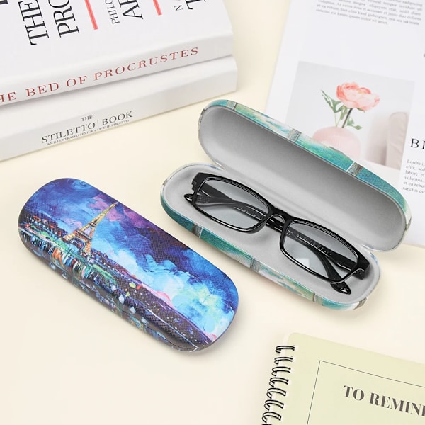 Fashion Olie Maleri Kunst Brille Etui Boks Hårdt Læder Læse Briller Etui Retro Floral Print Øjenbeklædning Beskyttende Briller Holster 8