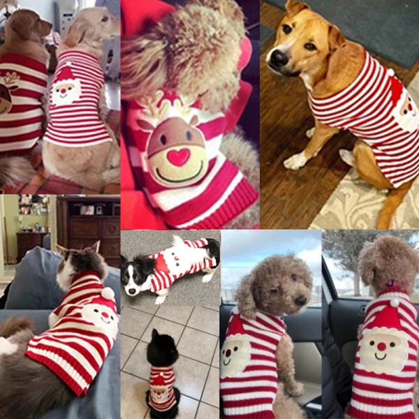 Vinter Hundkläder Jullovströja Chihuahua Teddy Outfit kappa för Liten Medium Stor Hund och Katt Höstvarm Red Bell XXS