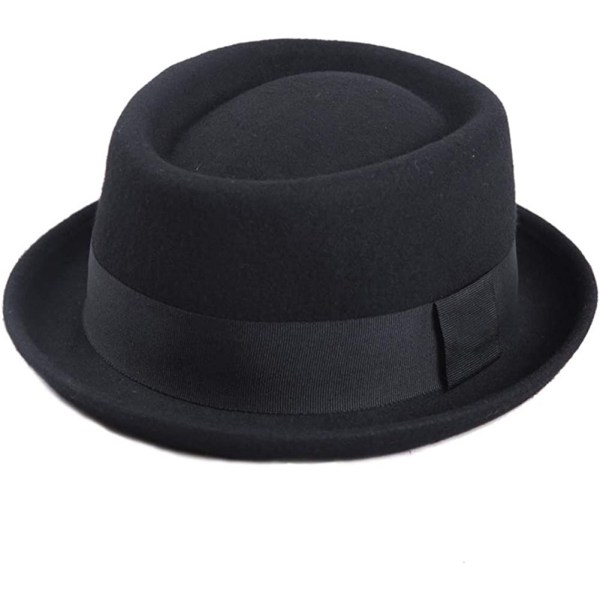 Pork Pie Hat 100 % ullfilt Herr Porkpie Breaking Bad Hats Flat Top Herr Fedora, perfekt val för presenter Black Large