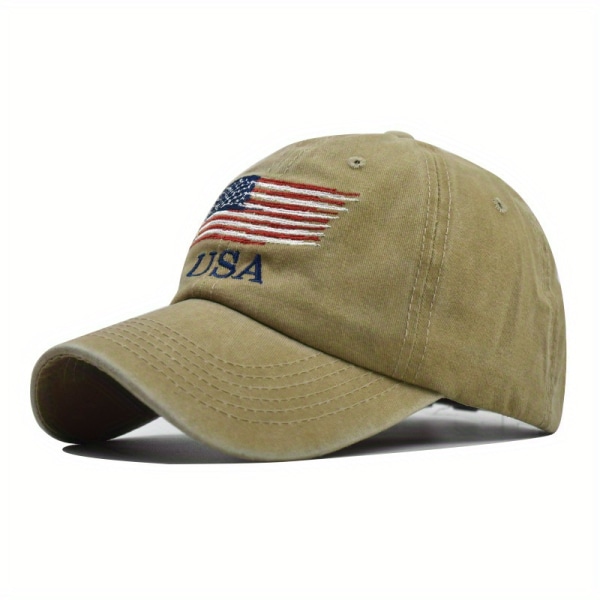 2st klassisk amerikansk flagga cap för män Bekväm justerbar cap för löppass och utomhusaktiviteter 747-khaki