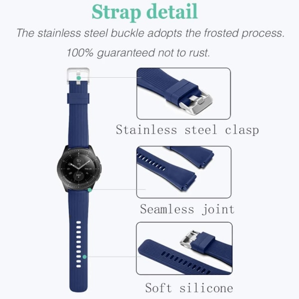 22 mm silikonband för Samsung Galaxy Watch 3 45 mm/Gear S3 Classic/Frontier/Huawei Watch GT 2 3 Pro 46 mm Amazfit GTR/Pace-rem Gray Galaxy watch 46mm