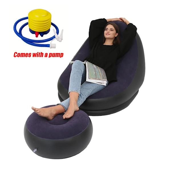 Lazy BeanBag Sofa Cover Stol Uden Fyld Lounger Sæde Bean Bag Puff Puff Couch Tatami Stue Høj Kvalitet Oppustelig Seng Blue