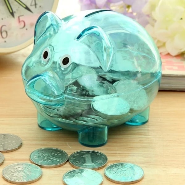 Selkeä Ljuvlig Piggy Bank Kolikot Rahat Muovi Käteinen Avaa Säästölipas Lapsi Sika Lahja a-s