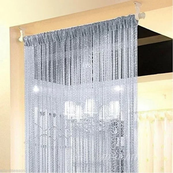 Klar Lagrad Silver Linje Sträng Gardin Mode Valance Vardagsrum Divider Bröllop Diy Hem Dekorationhot Sälj light yellow W100 x H200 cm