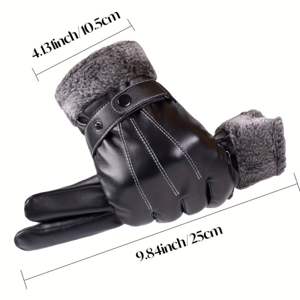 1 par Enkelt mode för män Plus Varma Ski Going Out-handskar i sammet Black