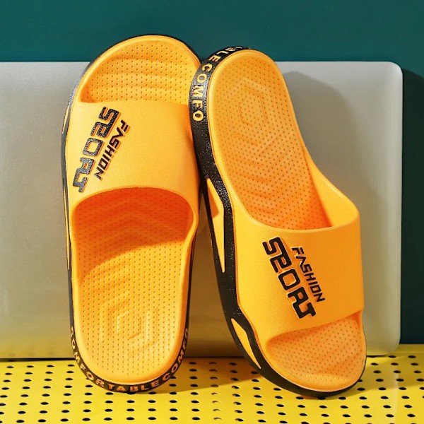 Sommer Sport Tøfler Til Mænd Udendørs Strand Sandaler Trendy Par Hjem Bad Indendørs Anti-Slip Sko Yellow 36-37