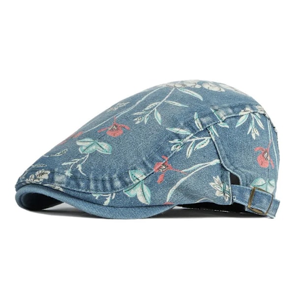 LDSLYJR Fire-Season Bomuld Blomst Print Newsboy Caps Flad Skygge Hatte Kvinder Maler Beret Hatte 16 Blue 55-60cm wear