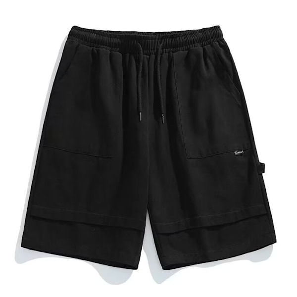 Kiinalaiset tyyliset shortsit miehille, kesäiset ohuet löysät suorat värit, rennot lyhennetyt housut, kiristysnauha, baggy-raitahousut Khaki M