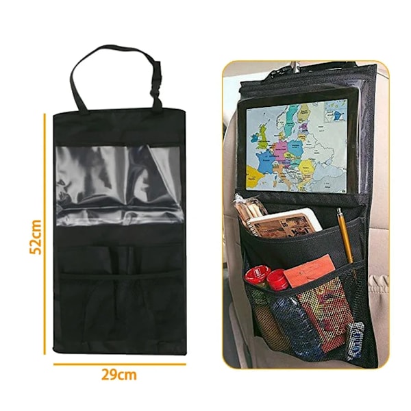 1 stk. Bil Bagsæde Opbevaringspose Organizer med Tablet Holder Black 1pc