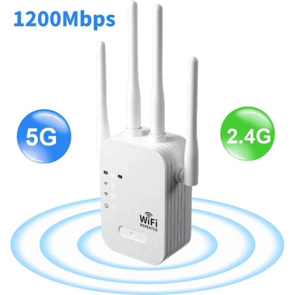 5 Ghz WIFI Booster Repeater Trådlös Wi-Fi Extender 1200Mbps Nätverksförstärkare 802.11N Långdistanssignal Wi-Fi Repetidor WHITE EU Plug