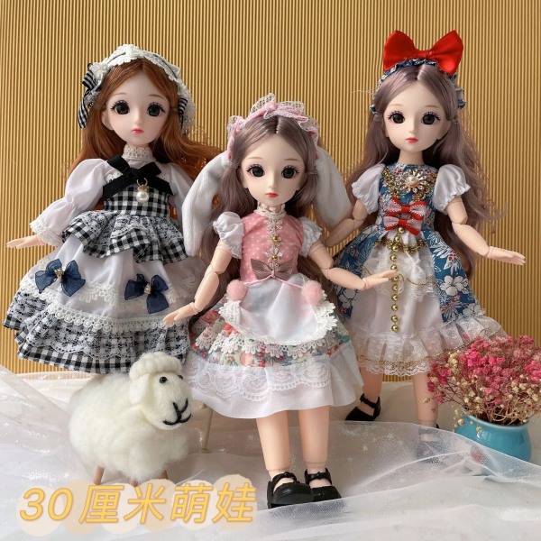 Fullt set 1/6 Docka 30 cm Anime Bjd Reborn Kawaii Girls Dress Up DIY Toys 23 Led Rörlig Kropp Med Kläder Kjol Hatt Huvudbonad R-18 30 cm