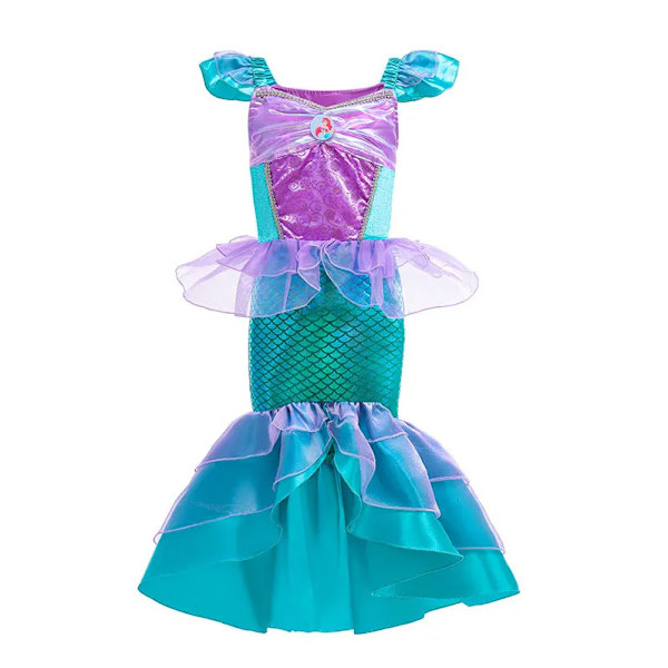 Lille Havfrue Princess Cosplay Sequin Bling Kjole Til Piger Fødselsdagsfest Halloween Børnetøj Kostume DRESS 6 4T(120)