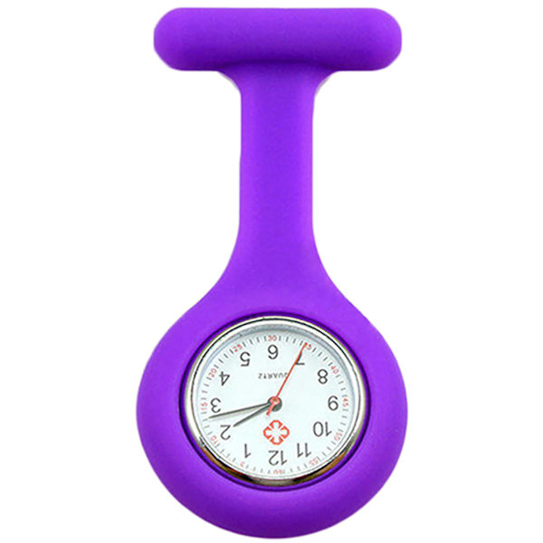 Fickur Kvinnors Digital Display Dial Clip-On Analog Klocka Fob Sjuksköterska Brosch Pin Häng Ficka Elektrisk Klocka Mode Klockor Purple