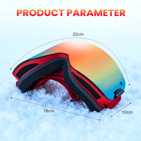 Magnetiska Skidglasögon Set Anti-Imma 100 % UV400 Skydd Snöglasögon Snowboard för män Kvinnor OTG Överglasögon Skidglasögon ZM030 Red Lens