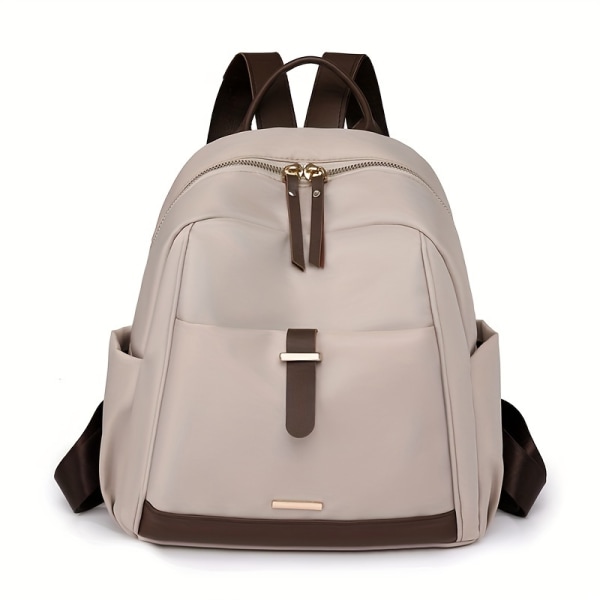 Mode ryggsäck med stor kapacitet, Preppy College School Daypack, Casual Rese- och pendlingsryggsäck för kvinnor Milk Tea Color