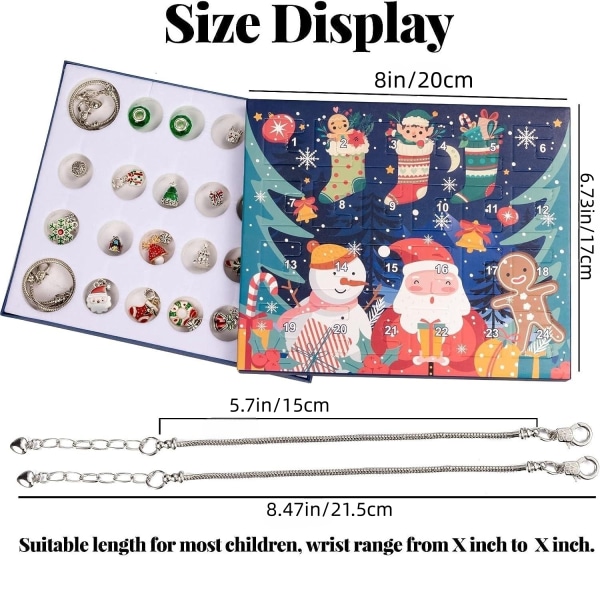 Set, jul adventskalender 2023 för flickor, med DIY berlocker Smycken Armband för barn flickor Vuxna, julfest julfest gynnar gåvor Multicolor