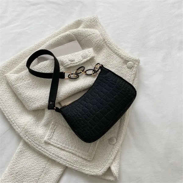 Lady Filt Armhåla Design Lyx Tote Släppt Mode Dam Handväska Under Crescent liten fyrkantig väska black