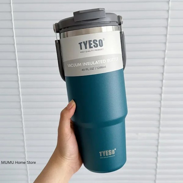 Tyeso Termisk Vandflaske Stål Dobbelt-Lag Isoleret Kop Kold Og Varm Kaffe Kop Tumbler K Rejsemug Blue 900ML