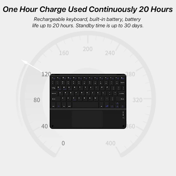 Bluetooth-tastatur med touchpad til iPad Pro Mini Smart Phone Computer Gaming Trådløs Genopladelig Enheder Fane Laptap English no mouse