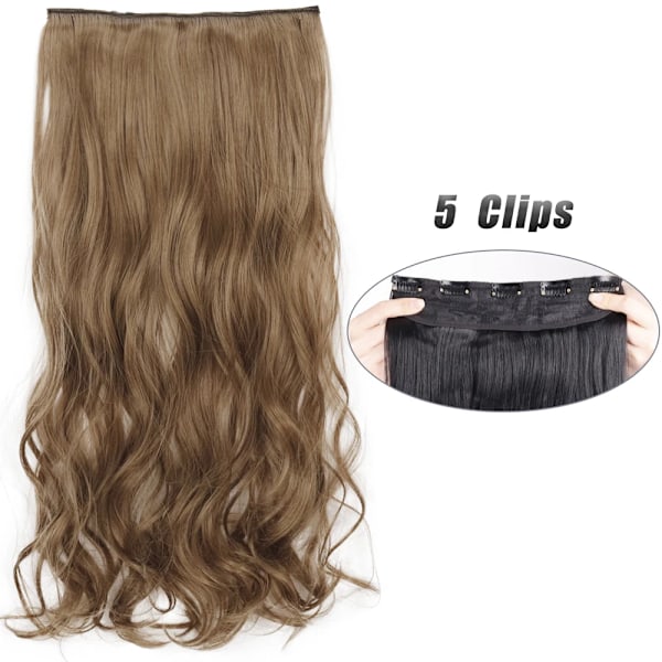 Syntetisk 5 Clip I Hår Extensions Lång Rak Frisyr Hårpiece Svart Brun Blond 80Cm Naturliga Falska Hår För Kvinnor 12-24 55CM-22inch