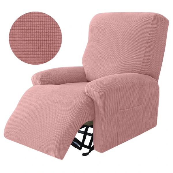 Stickade vilstolssofföverdrag Lazy Boy Elastisk soffa Protector Relax Cover Lounge Hem Husdjur Anti-Scratch 1/2/3/4 sits grid-Pink 4 Seater