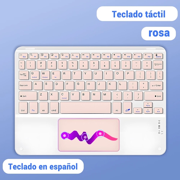 Kawaii Trackpad Trådlös Tangentbord För Ios Android Windows Tablet För Ipad Air 4 Mini Pro Spanska Arabiska Koreanska Ryska Nyckeln Bod keyboard Spanish