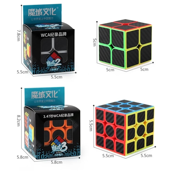 Meilong Carbon Fiber Cube 2x2x2 3x3x3 4x4x4 Pyramid Skew SQ1 Megaminx Puslespil til Begyndere og Professionelle Pyramid