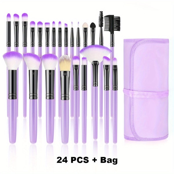 Sminkborstar Professionell 32st 24st Sminkborstar Set Premium Syntetisk Kabuki Foundation Blending Brush Face Powder Blush Concealers Eye Purple-24PCS