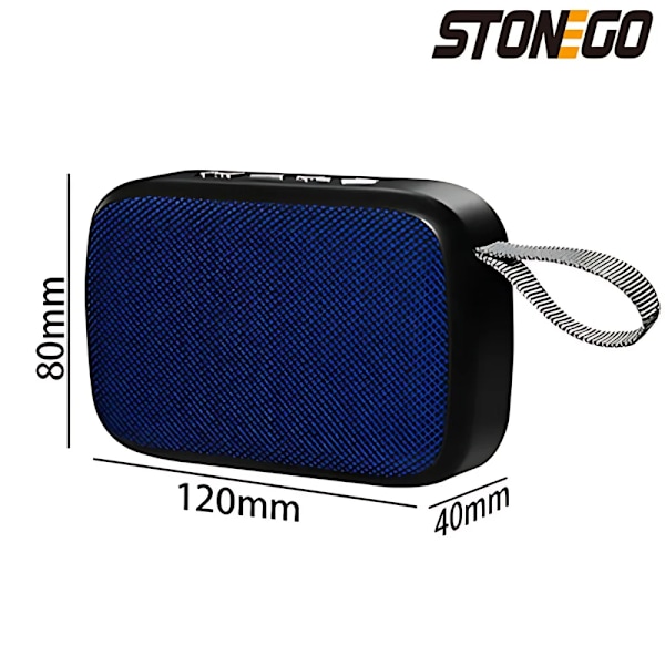 Stonego 1 kpl Langaton Bluetooth-kaiutin Kannettava 3D-stereokaiutin Ulkokaiutin Tukee Fm T F-korttia Black