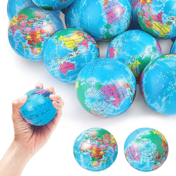 Stressboll World Ball, Pack of 12 Squeeze Ball, Antistressbollar, Antistressleksaksbollar, Antistressboll för barn, Dekompressionsbarnleksak, Stres